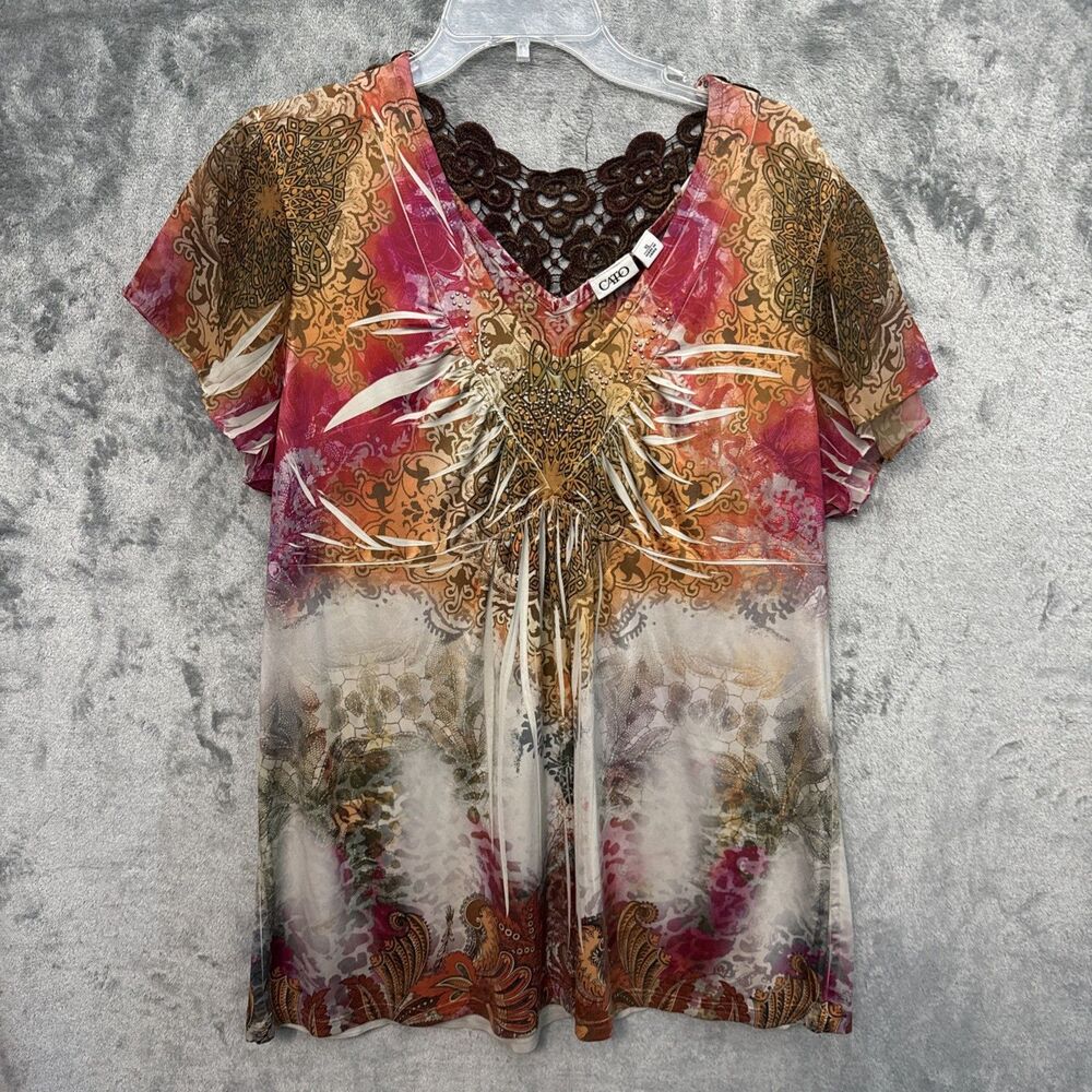 Cato Xl Top vneck multicolored embellished No fabric tag